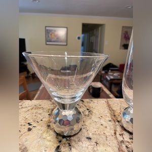 1 Contemporary Disco Ball Martini Cocktail Glasses Heavy Base used.